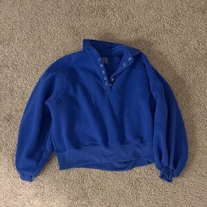 Royal Blue Snap-Front Hooded Sweatshirt